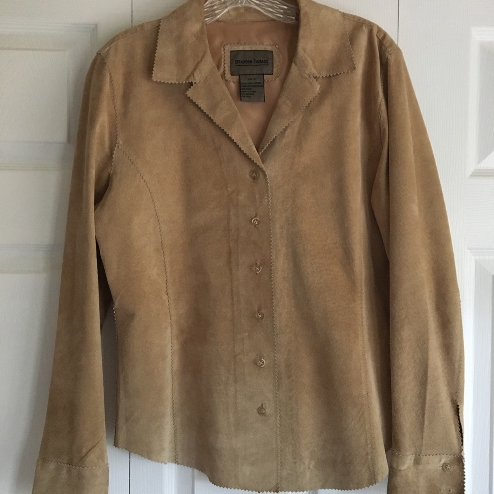 TAN SUEDE LEATHER BLAZER TOP
